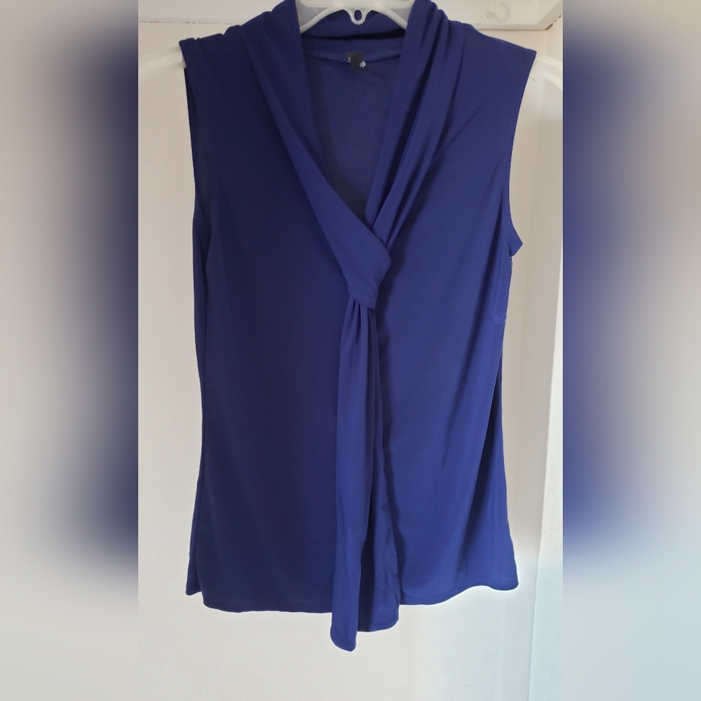 Sleeveless V-Neck Tie-Front Top - Royal Blue